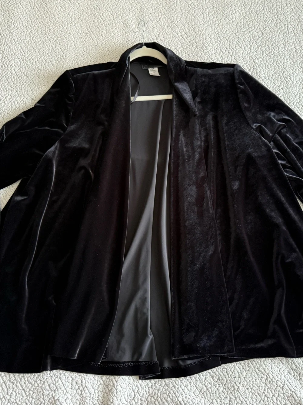 Alex Evenings Black Velvet Open Front Cardigan Women's 3X Minimalist Formal USA